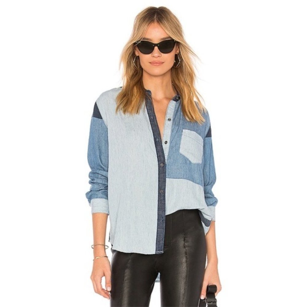Rails Zoey Colorblock Denim Top